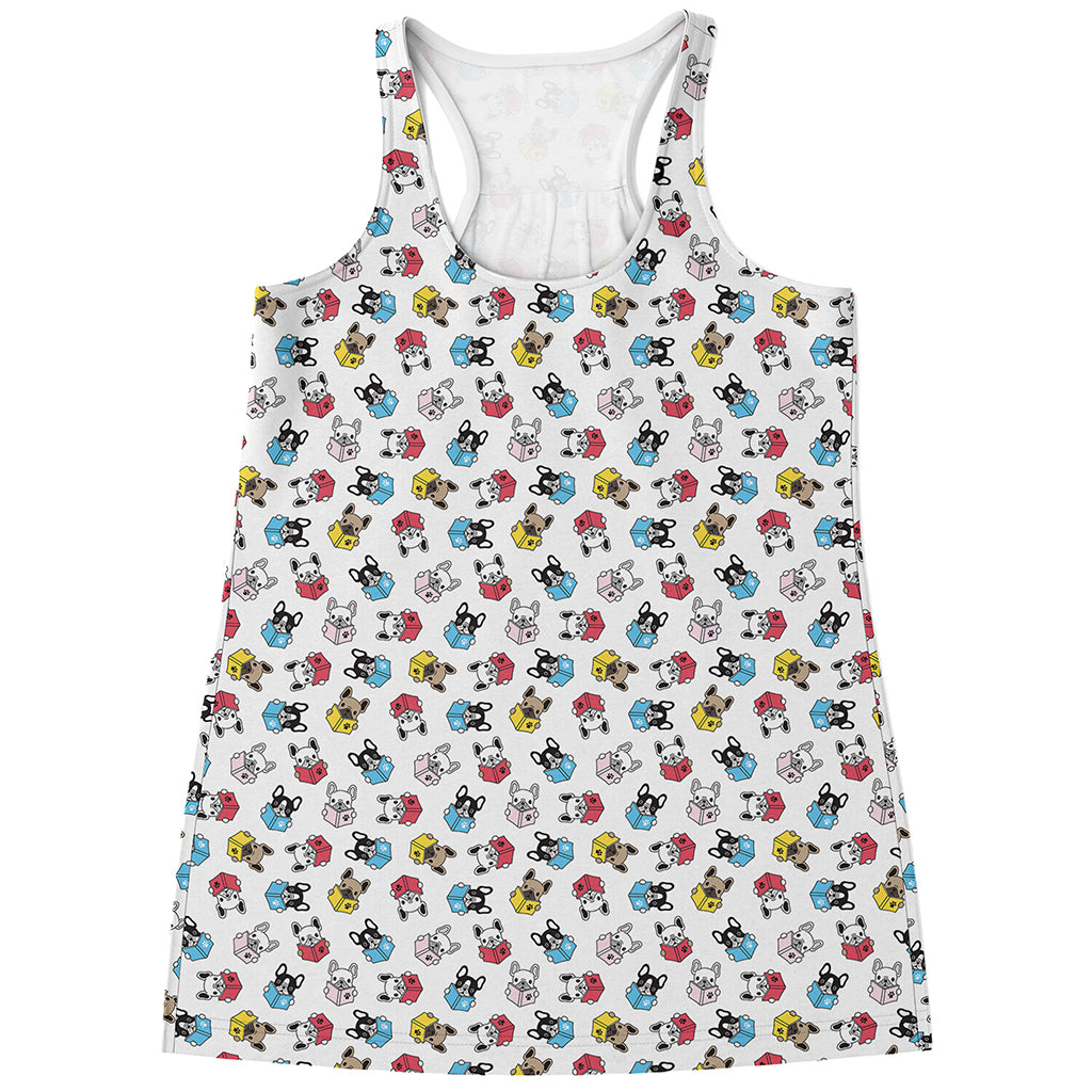 French Bulldog Reading Book Print Women's Racerback Tank Top
