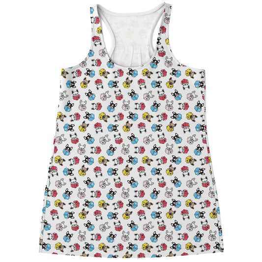 French Bulldog Reading Book Print Women's Racerback Tank Top