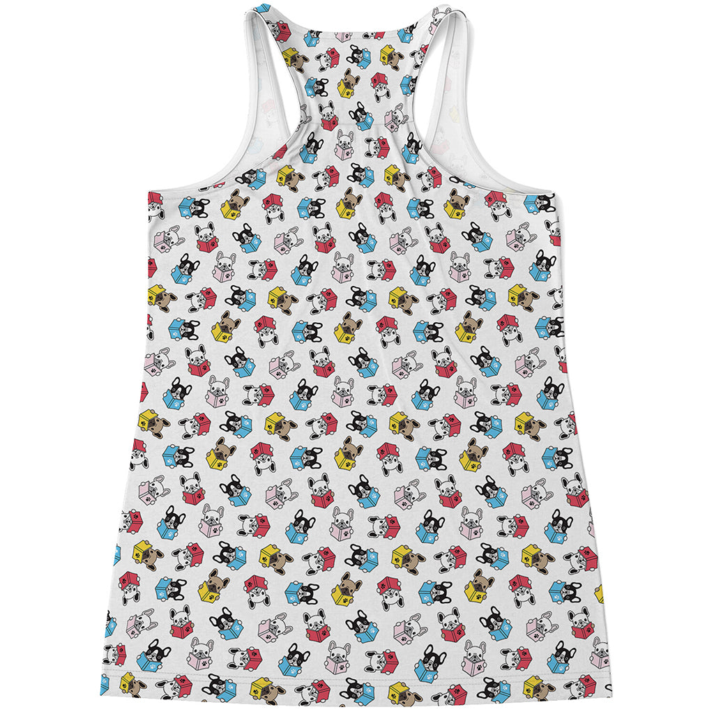 French Bulldog Reading Book Print Women's Racerback Tank Top