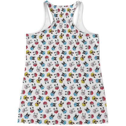 French Bulldog Reading Book Print Women's Racerback Tank Top