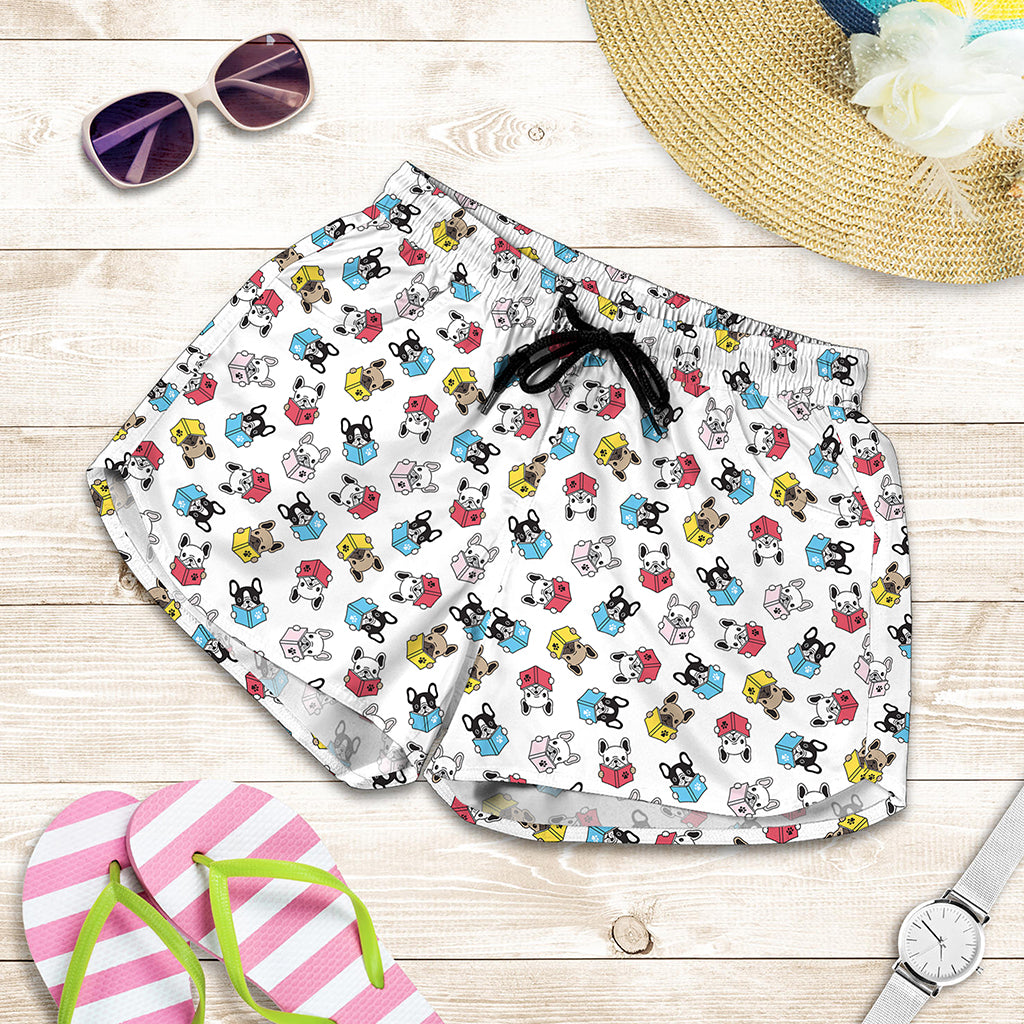 French Bulldog Reading Book Print Women's Shorts
