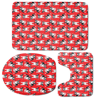 French Bulldog With Glasses Print 3 Piece Bath Mat Set