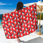 French Bulldog With Glasses Print Beach Sarong Wrap