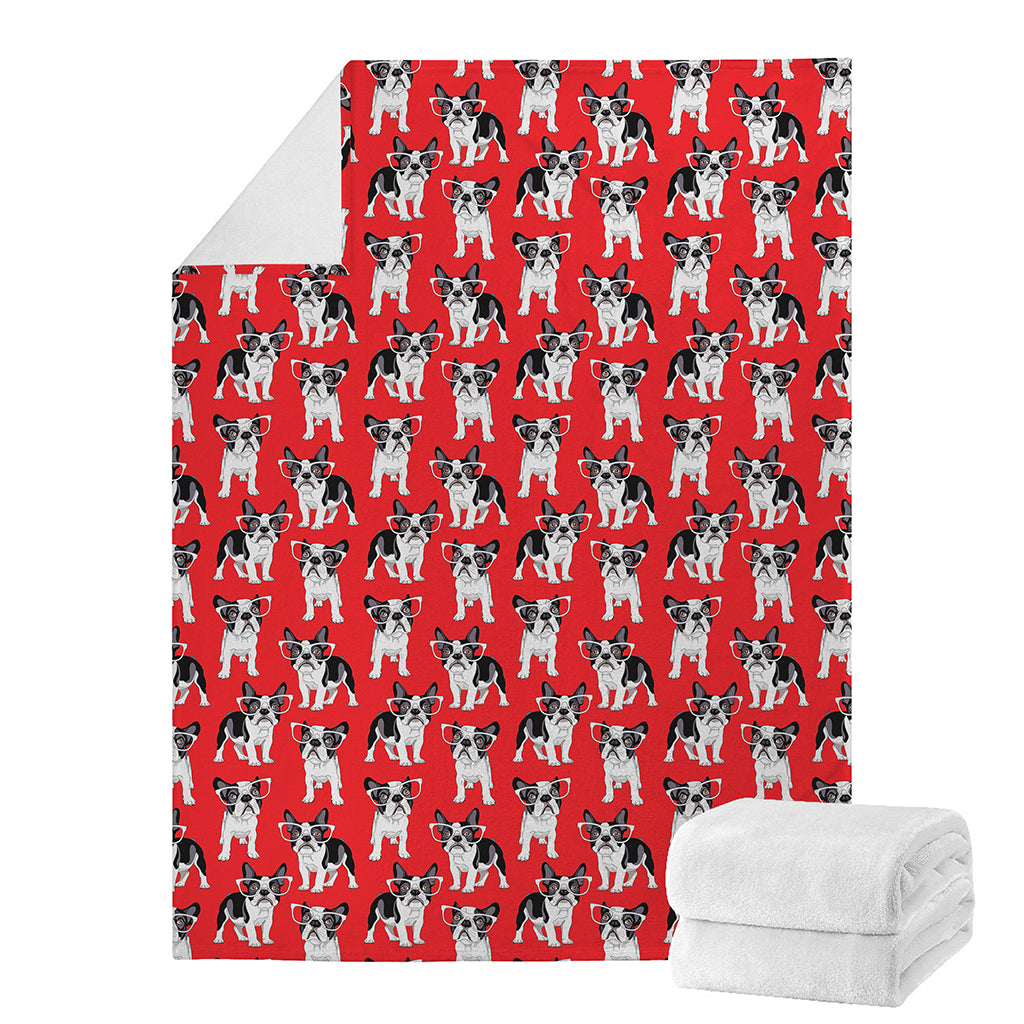 French Bulldog With Glasses Print Blanket