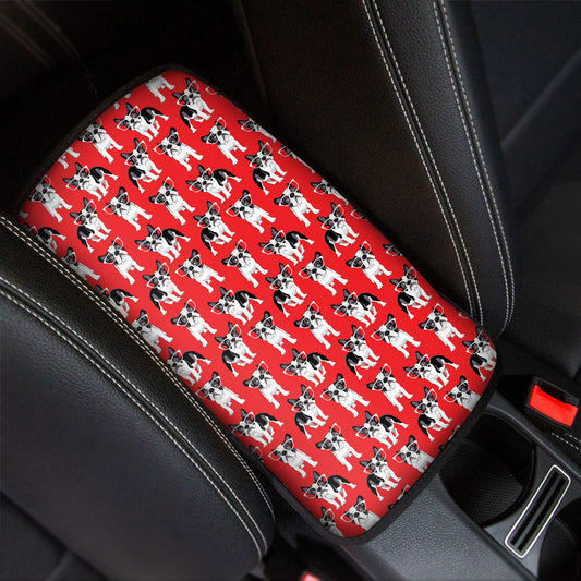 French Bulldog With Glasses Print Car Center Console Cover