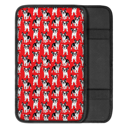 French Bulldog With Glasses Print Car Center Console Cover