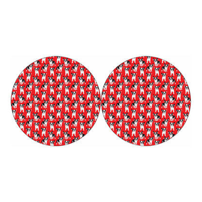 French Bulldog With Glasses Print Car Coasters
