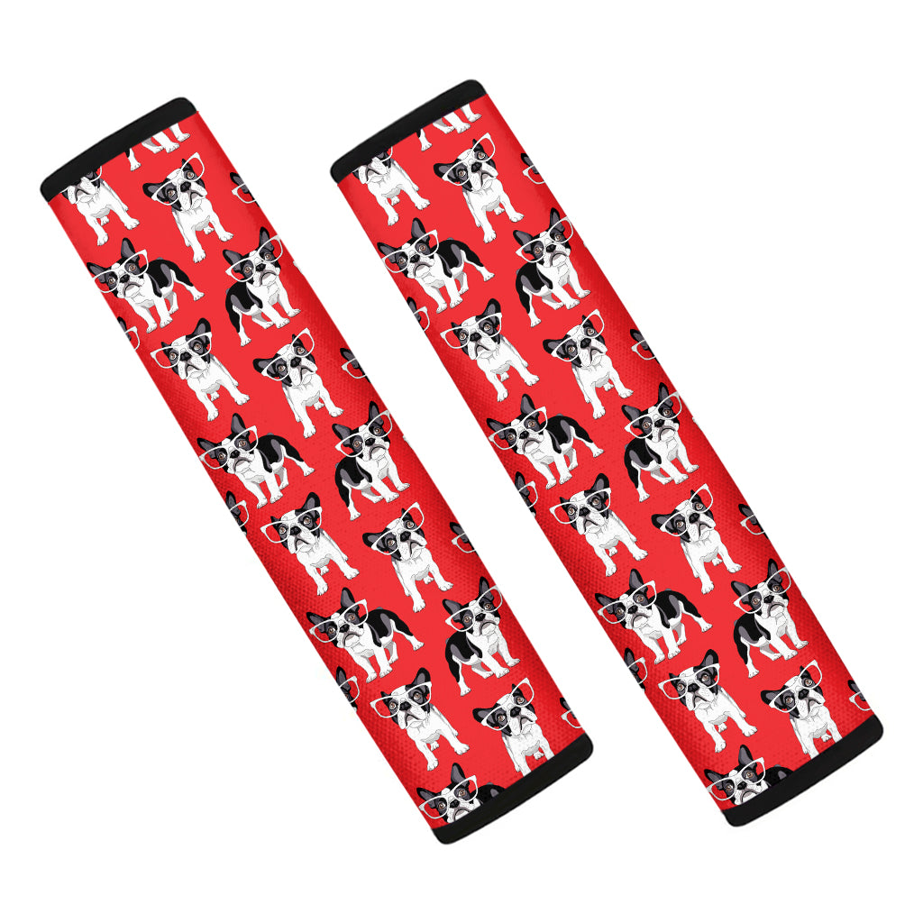 French Bulldog With Glasses Print Car Seat Belt Covers