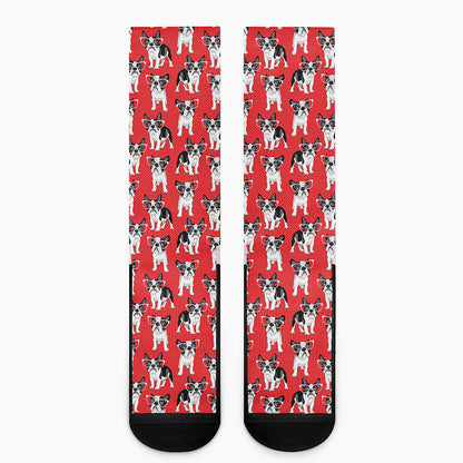 French Bulldog With Glasses Print Crew Socks
