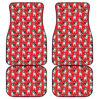 French Bulldog With Glasses Print Front and Back Car Floor Mats