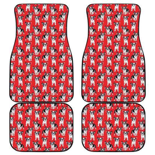 French Bulldog With Glasses Print Front and Back Car Floor Mats