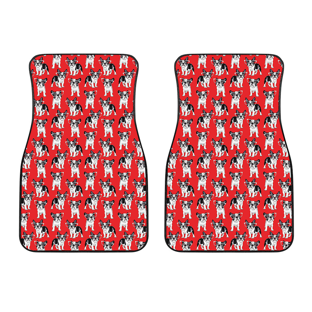 French Bulldog With Glasses Print Front Car Floor Mats