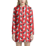 French Bulldog With Glasses Print Hoodie Dress