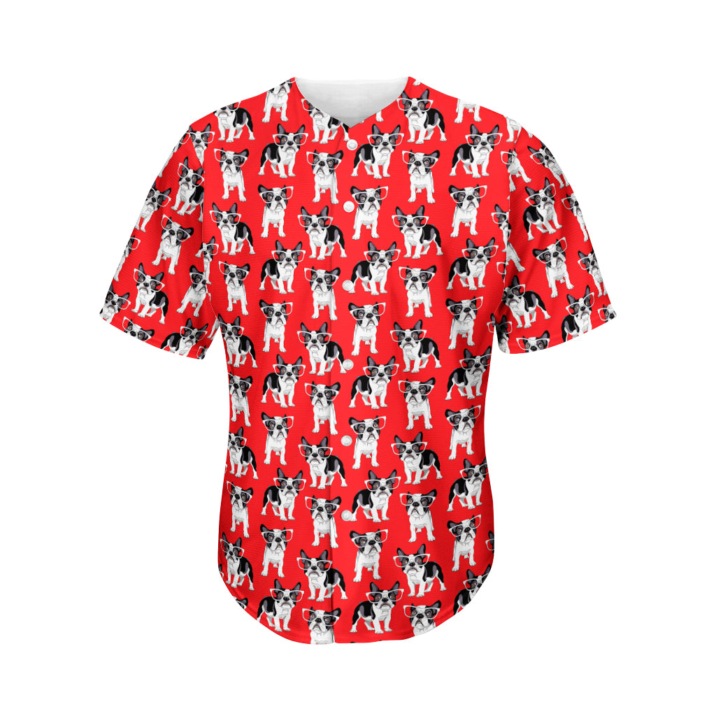 French Bulldog With Glasses Print Men's Baseball Jersey