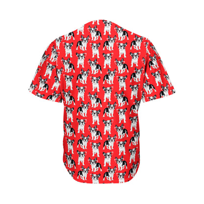 French Bulldog With Glasses Print Men's Baseball Jersey