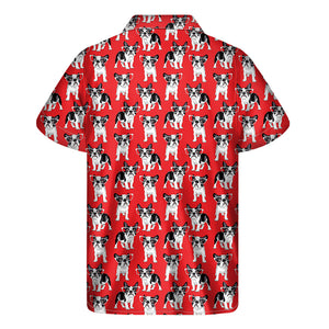 French Bulldog With Glasses Print Men's Short Sleeve Shirt