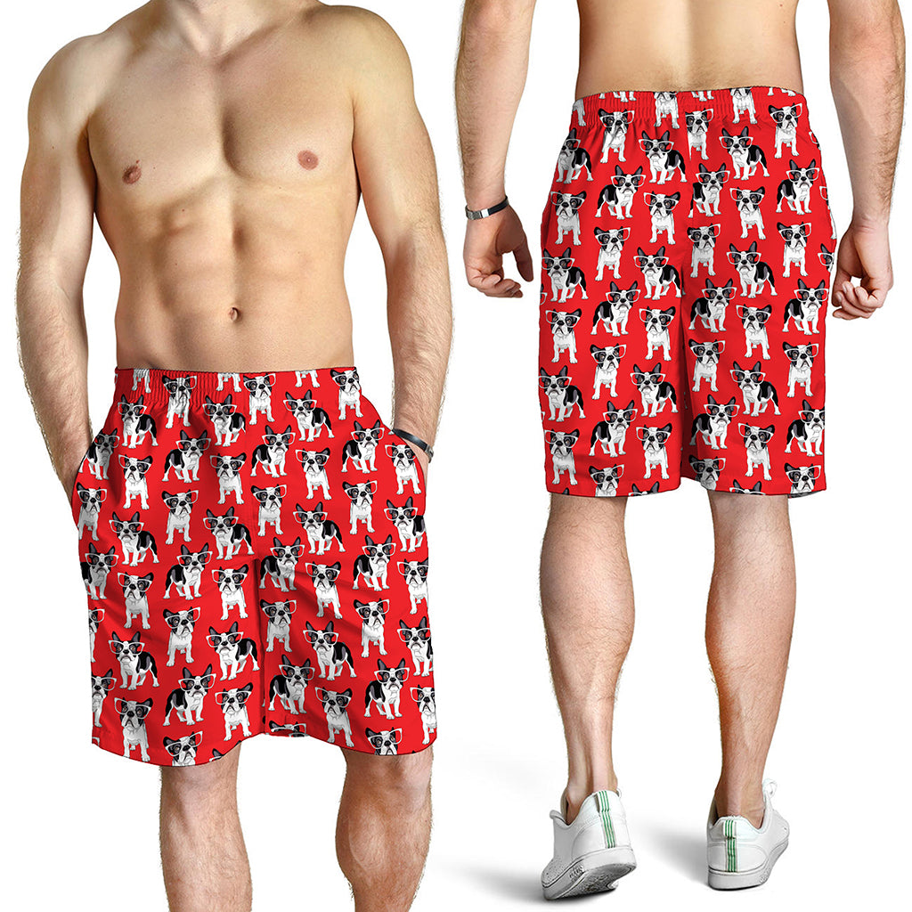 French Bulldog With Glasses Print Men's Shorts
