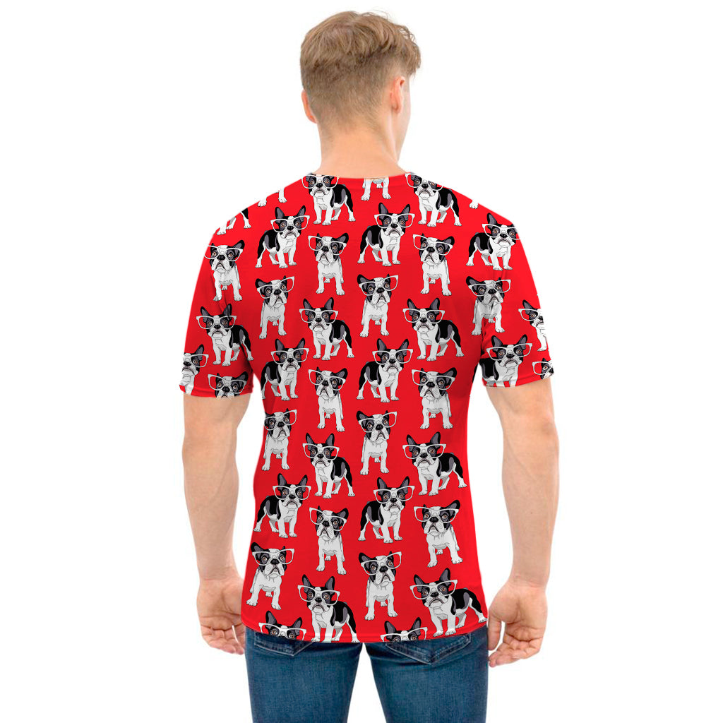 French Bulldog With Glasses Print Men's T-Shirt