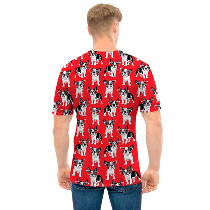 French Bulldog With Glasses Print Men's T-Shirt