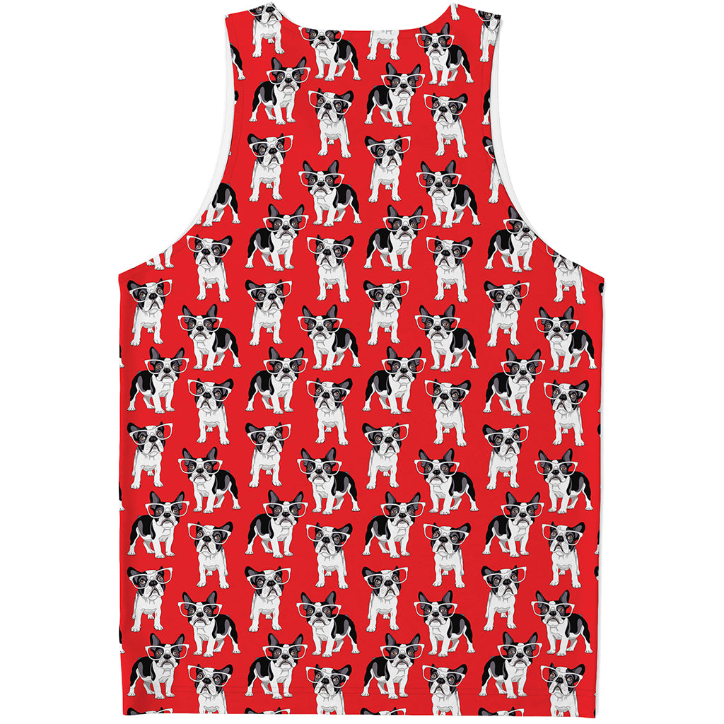 French Bulldog With Glasses Print Men's Tank Top