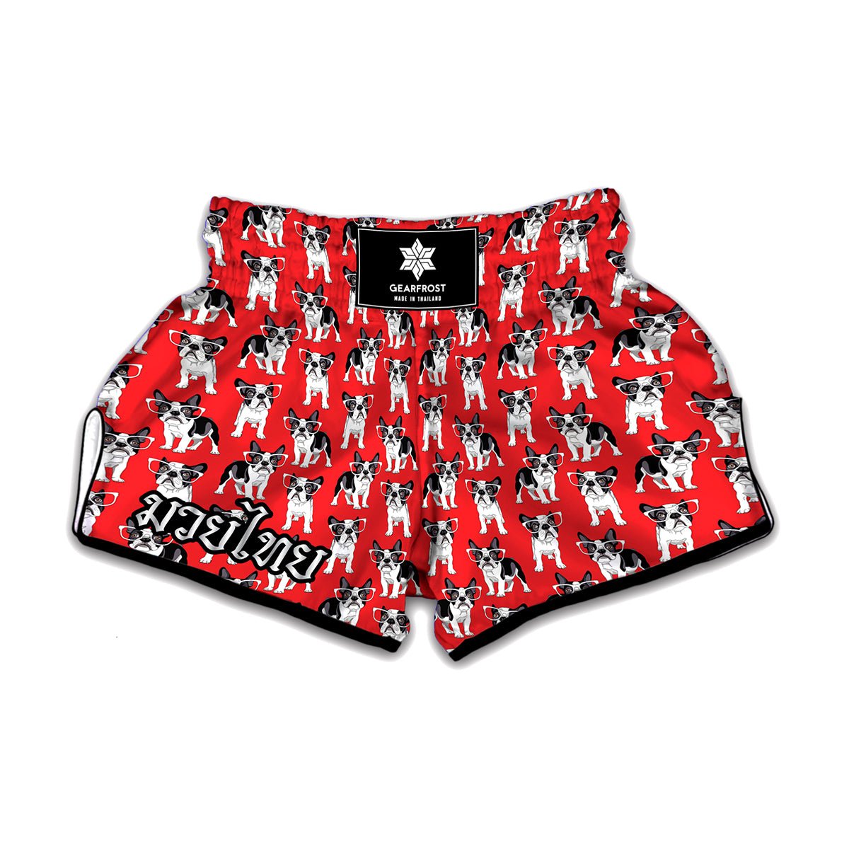 French Bulldog With Glasses Print Muay Thai Boxing Shorts