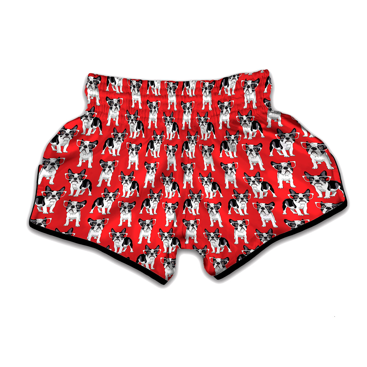 French Bulldog With Glasses Print Muay Thai Boxing Shorts