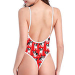 French Bulldog With Glasses Print One Piece High Cut Swimsuit
