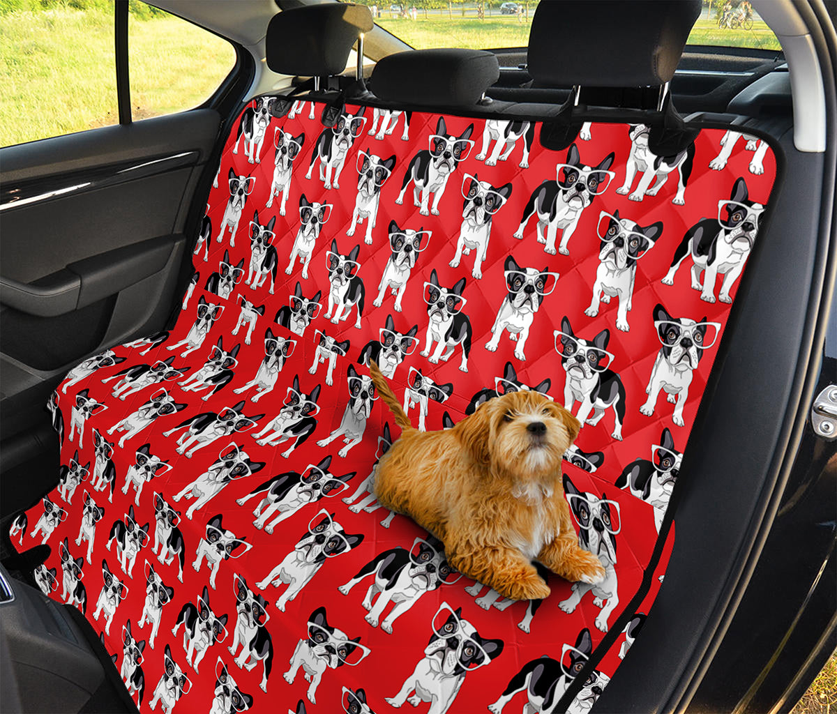French Bulldog With Glasses Print Pet Car Back Seat Cover