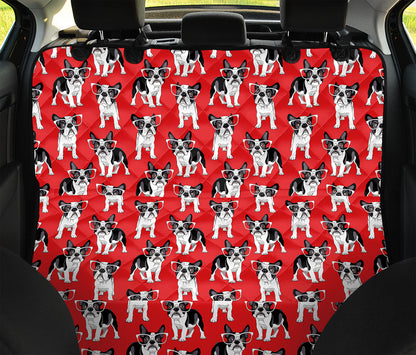 French Bulldog With Glasses Print Pet Car Back Seat Cover