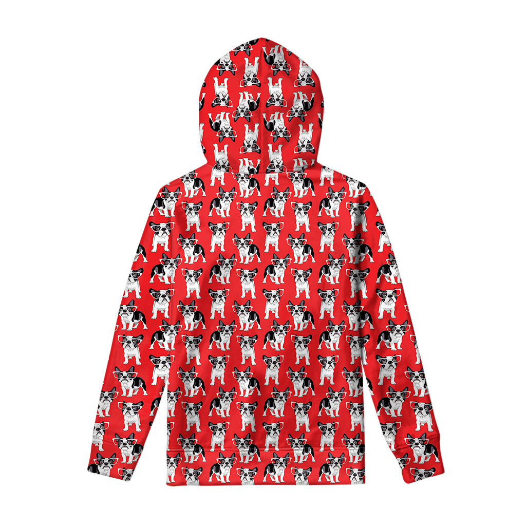 French Bulldog With Glasses Print Pullover Hoodie