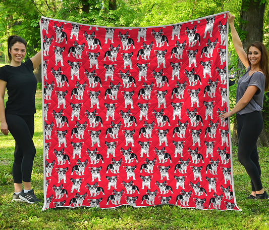French Bulldog With Glasses Print Quilt