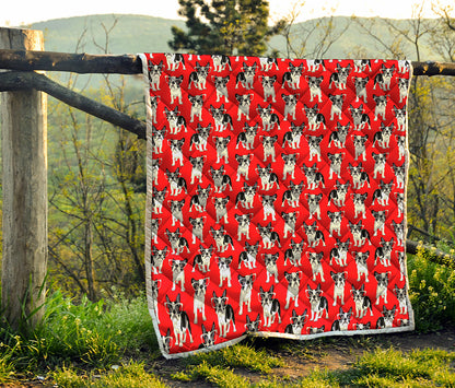 French Bulldog With Glasses Print Quilt