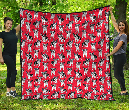 French Bulldog With Glasses Print Quilt