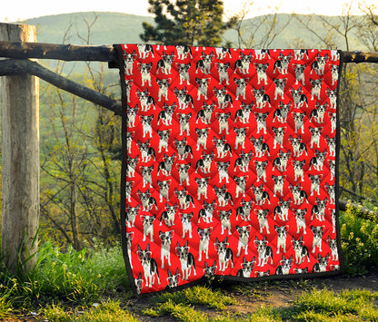 French Bulldog With Glasses Print Quilt