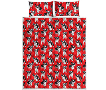 French Bulldog With Glasses Print Quilt Bed Set