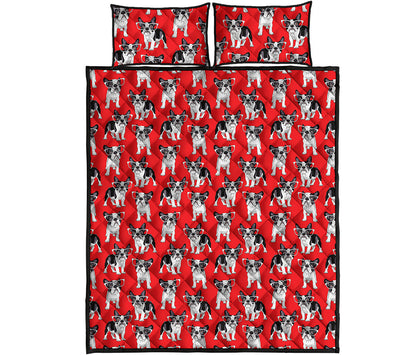 French Bulldog With Glasses Print Quilt Bed Set