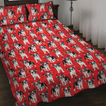 French Bulldog With Glasses Print Quilt Bed Set