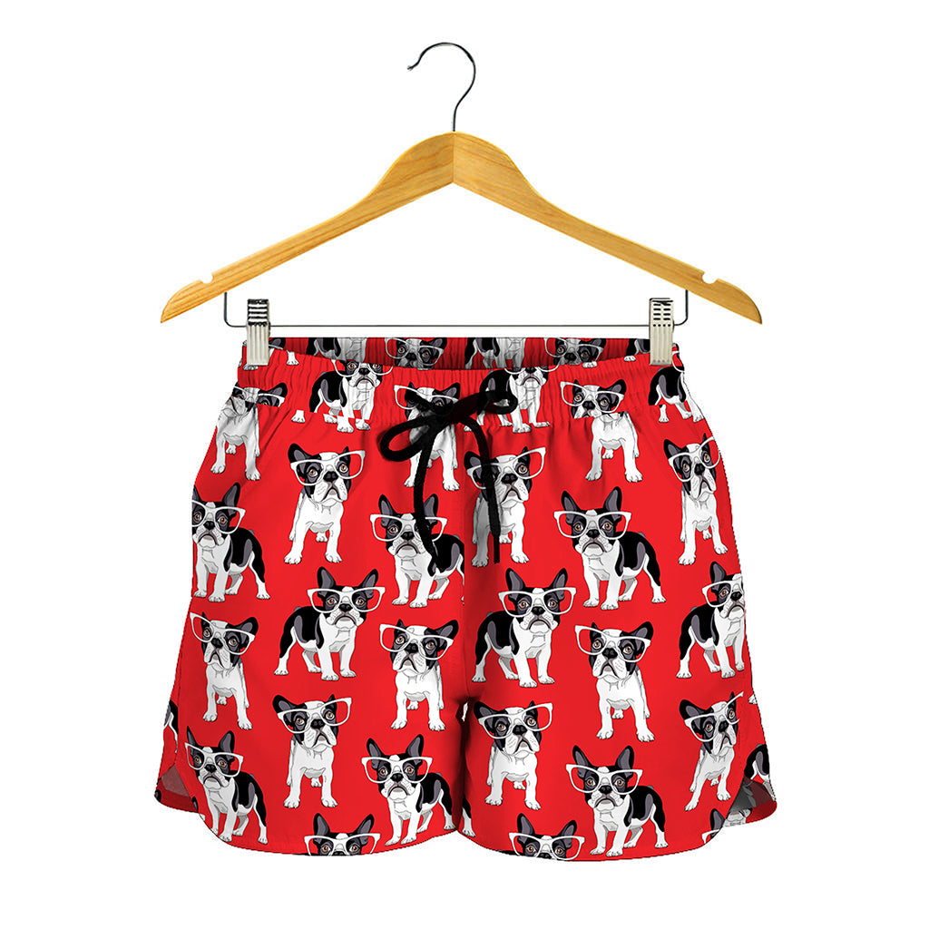 French Bulldog With Glasses Print Women's Shorts