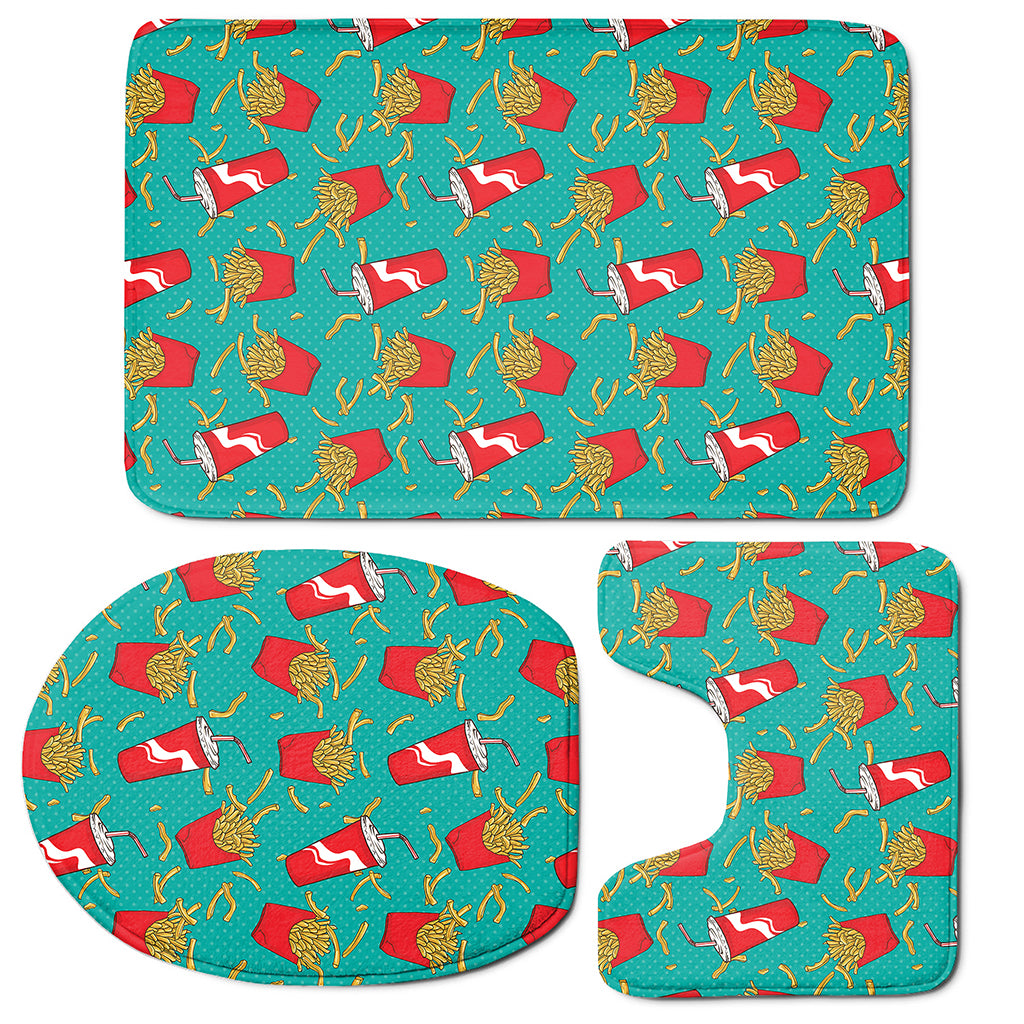 French Fries And Cola Pattern Print 3 Piece Bath Mat Set