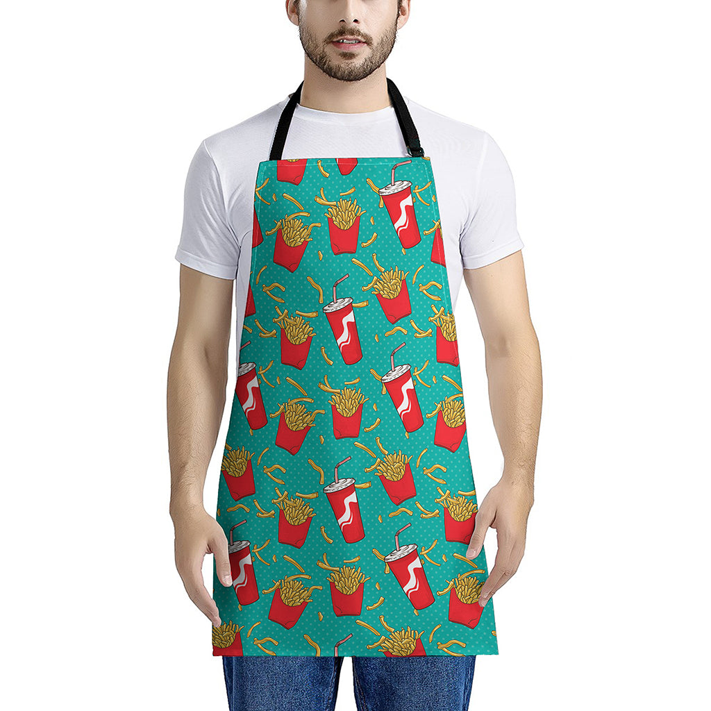 French Fries And Cola Pattern Print Apron