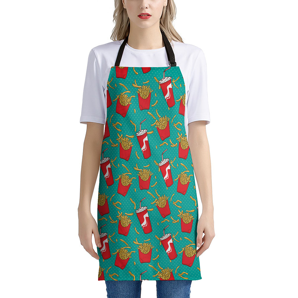 French Fries And Cola Pattern Print Apron