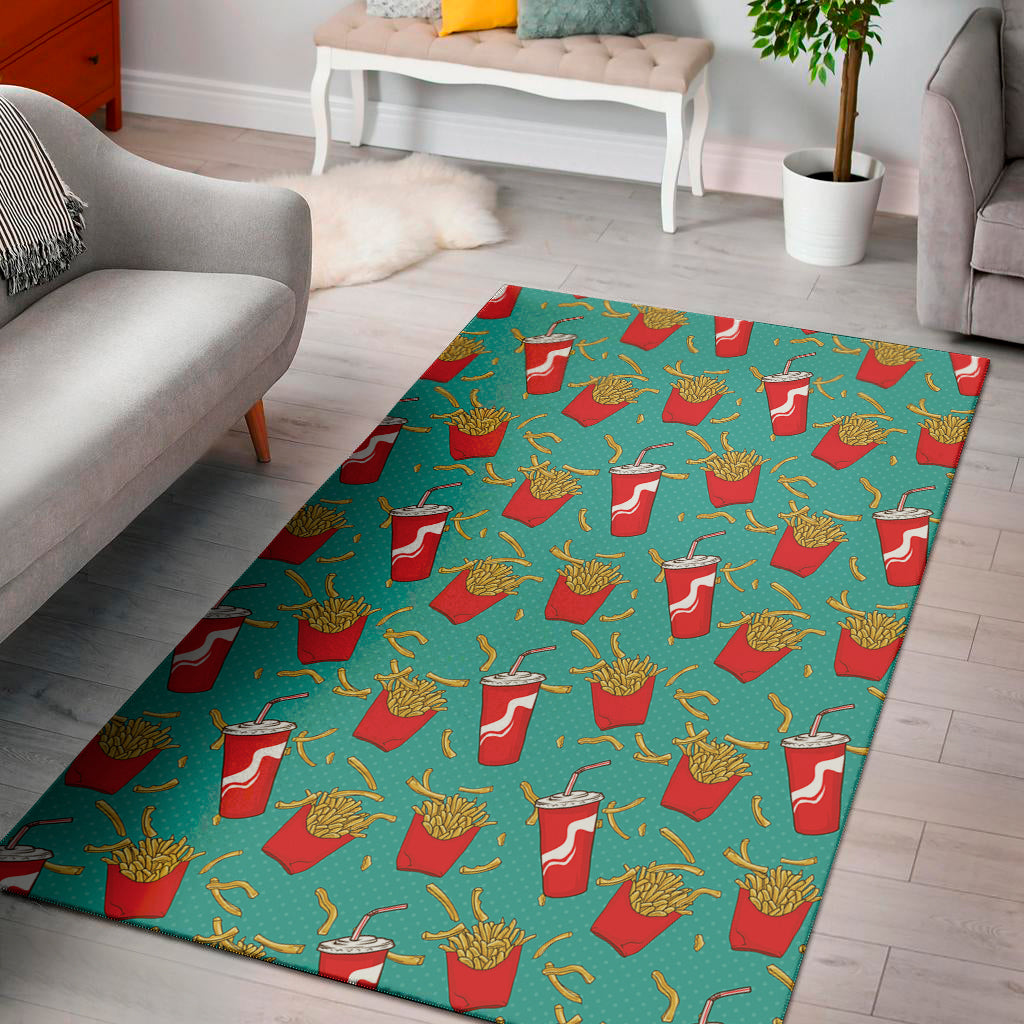 French Fries And Cola Pattern Print Area Rug