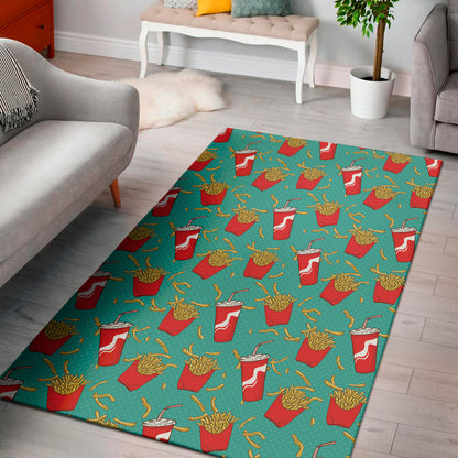French Fries And Cola Pattern Print Area Rug