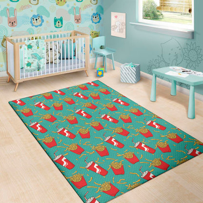 French Fries And Cola Pattern Print Area Rug