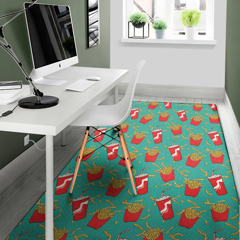 French Fries And Cola Pattern Print Area Rug