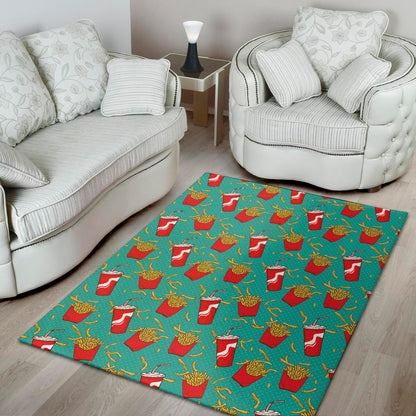 French Fries And Cola Pattern Print Area Rug