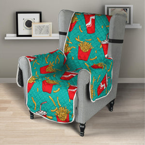 French Fries And Cola Pattern Print Armchair Protector