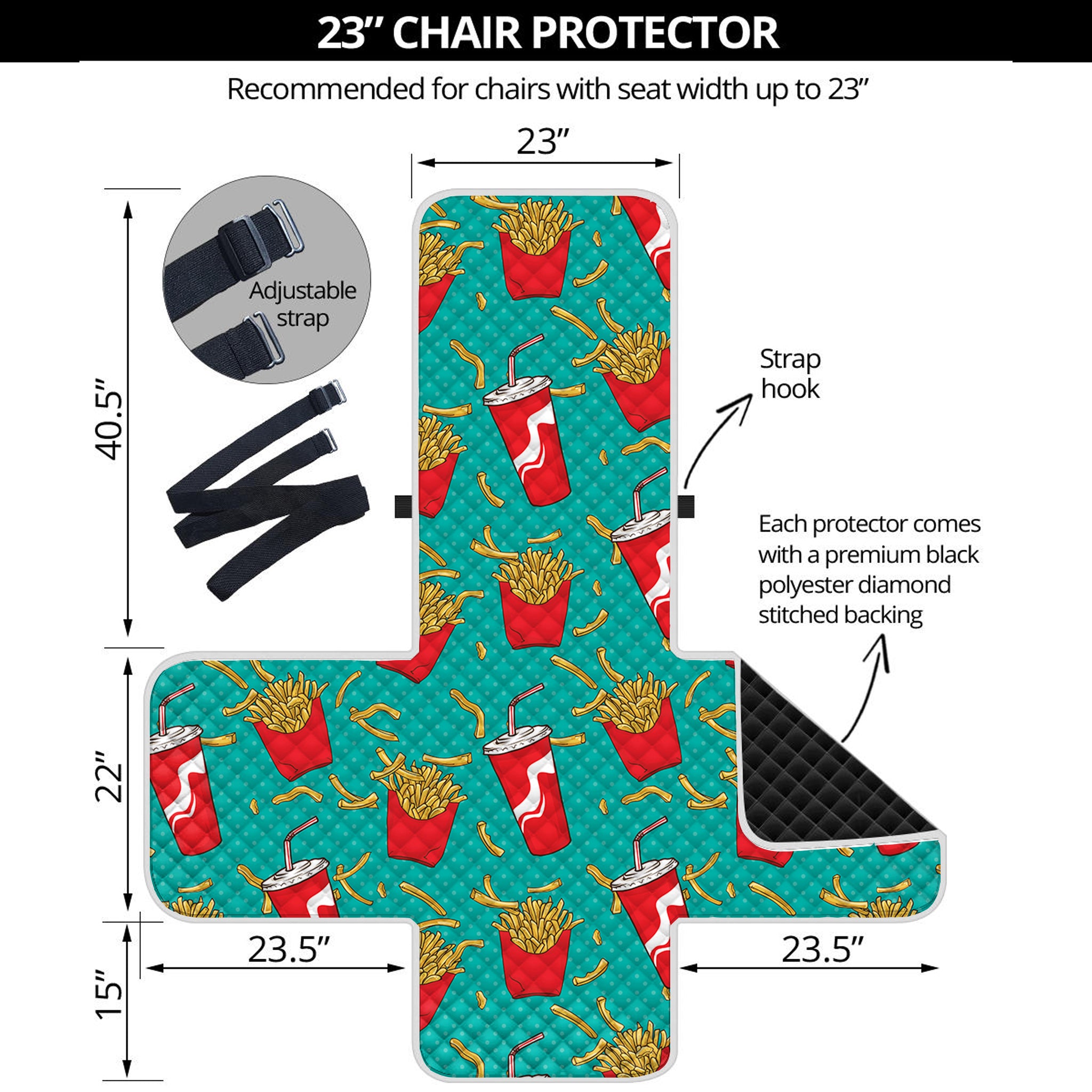 French Fries And Cola Pattern Print Armchair Protector