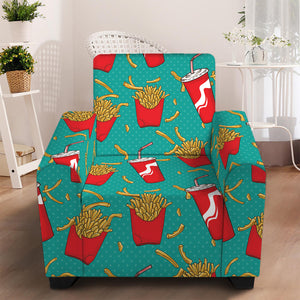 French Fries And Cola Pattern Print Armchair Slipcover