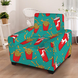 French Fries And Cola Pattern Print Armchair Slipcover